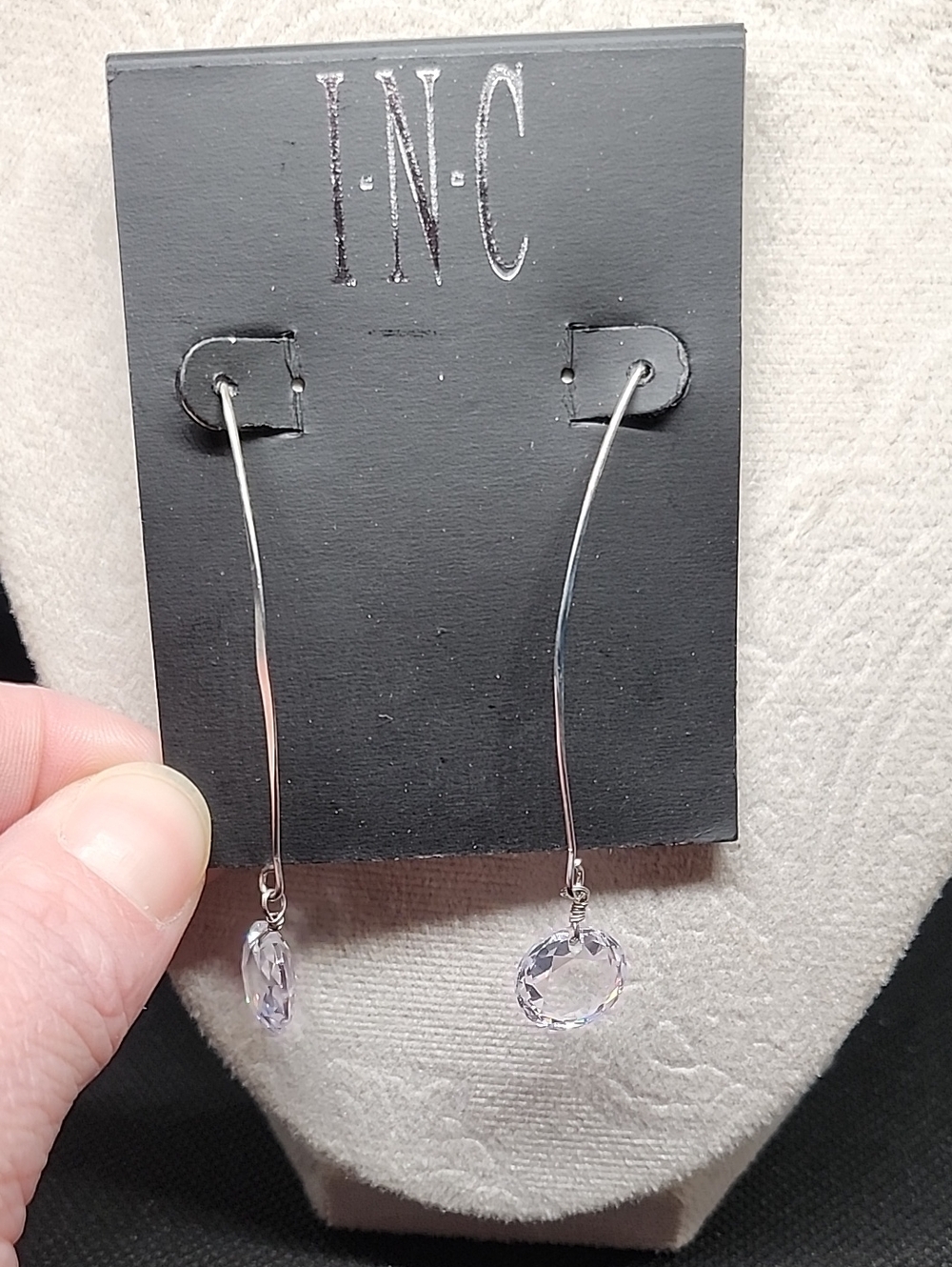 INC International Concepts Silver-Tone Drop Earrings with Pale Lilac Crystal